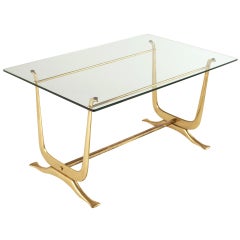 Mid-Century Italian Gilt Brass 
Glass Coffee Table
