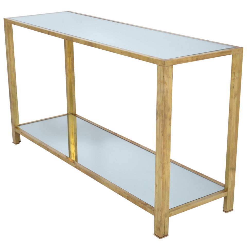 French Vintage Brass Console Table