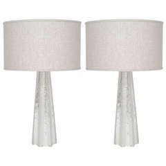 Pair of Silver Leaf Murano "Pulegoso" Glass Lamps 10