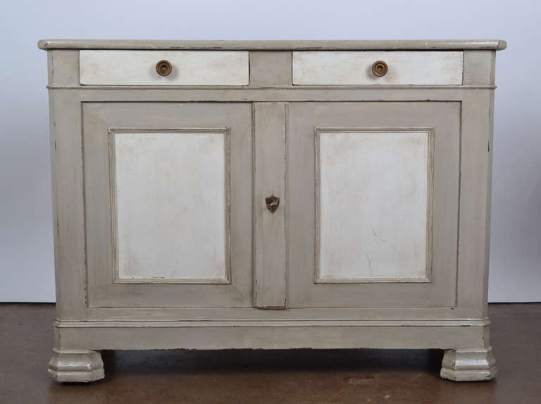 French Restauration Painted Walnut Buffet In Good Condition In Austin, TX
