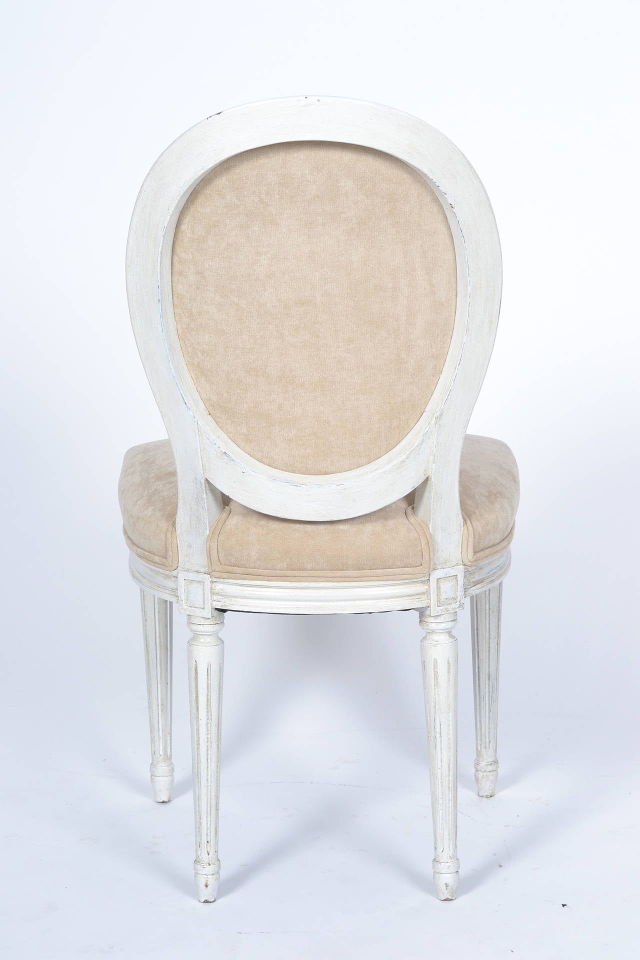 Beech Set of Ten Louis XVI Medallion Back Dining Chairs