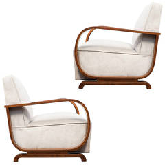 Austrian Art Deco Period Pair of Armchairs