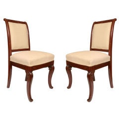Pair of French Restoration Period Solid Mahogany Chairs