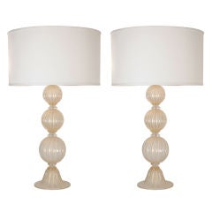 Pair of Italian Vintage Murano Glass Lamps