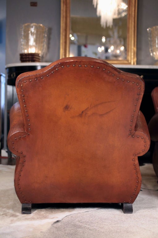 Gorgeous French Art Deco Lambskin Leather Club Chairs 1