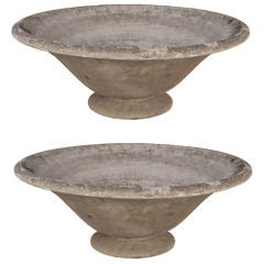 Antique Pair of French Modernist Concrete Jardinieres