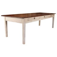 French Antique Solid Fir Farm Table