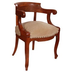 French Antique Restoration Period Solid Walnut Armchair