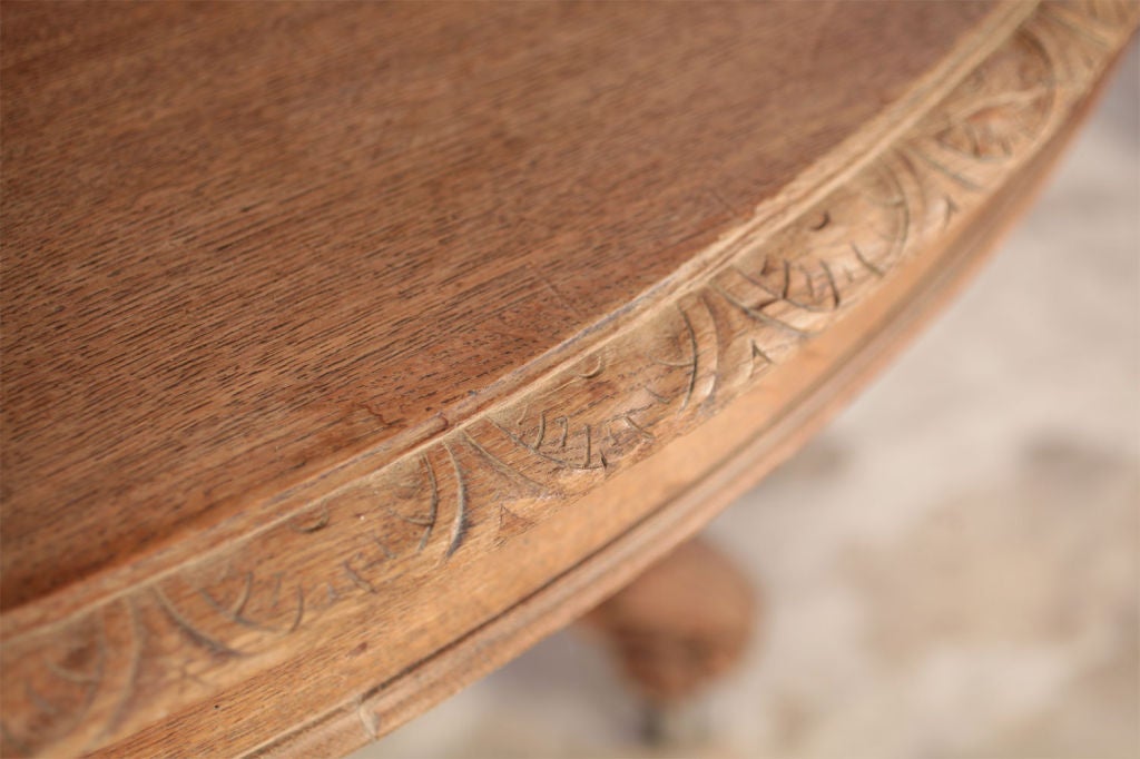 French Antique Hand Carved Oak Renaissance Table 1