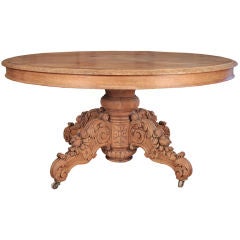 French Antique Hand Carved Oak Renaissance Table