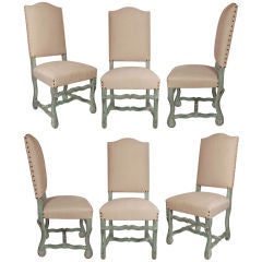 Set of Six French Antique Louis XIV Style Dining Chairs