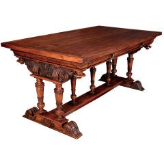 French Antique Renaissance Revival walnut Desk