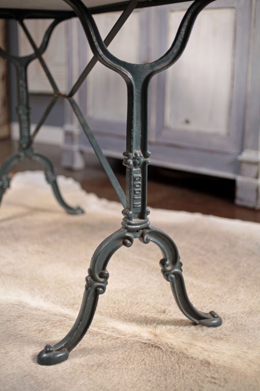 French Antique Marble and cast Iron Bistro Table 6