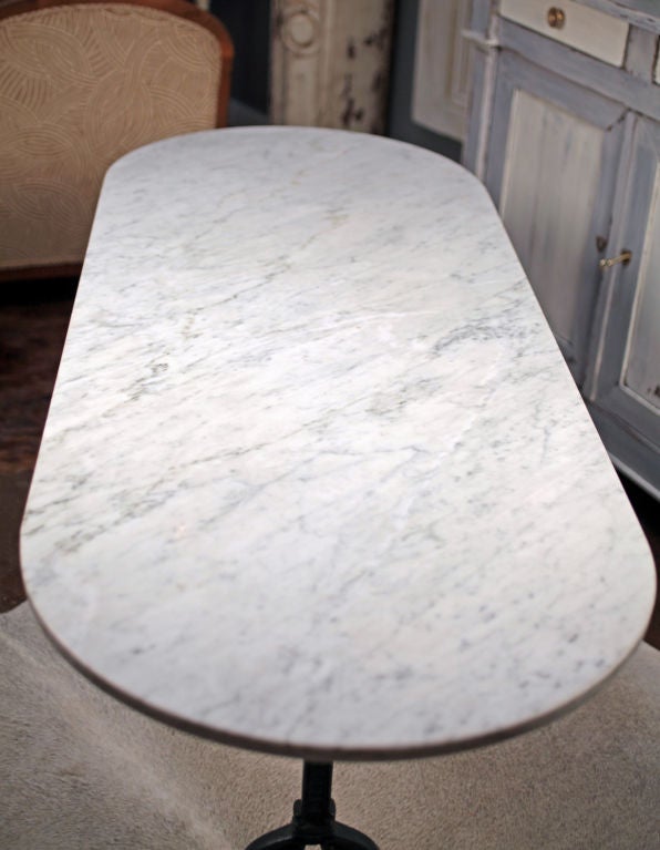 20th Century French Antique Marble and cast Iron Bistro Table