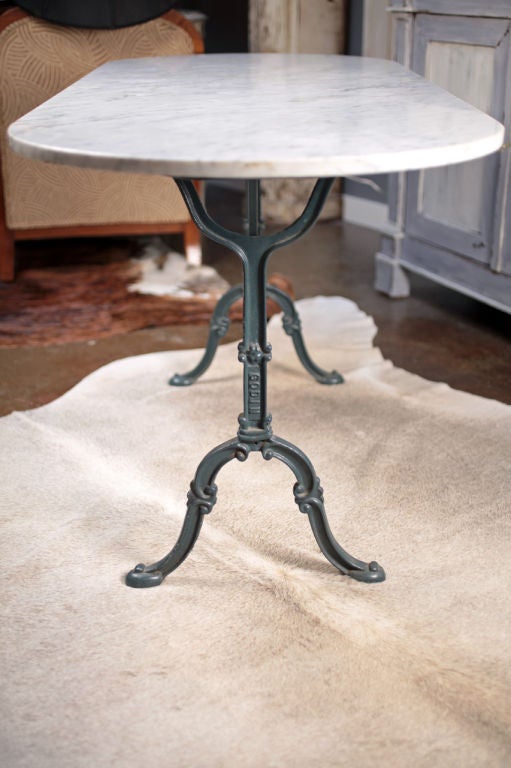 Carrara Marble French Antique Marble and cast Iron Bistro Table