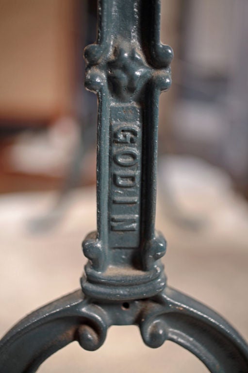 French Antique Marble and cast Iron Bistro Table 2