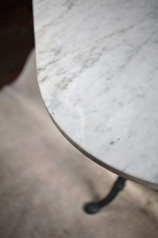 French Antique Marble and cast Iron Bistro Table 3