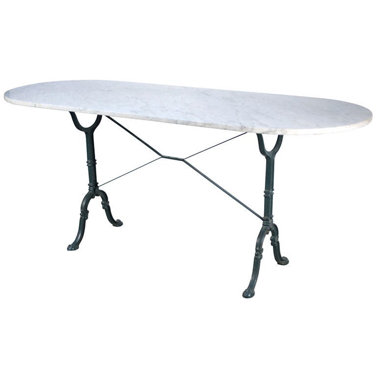 French Antique Marble and cast Iron Bistro Table