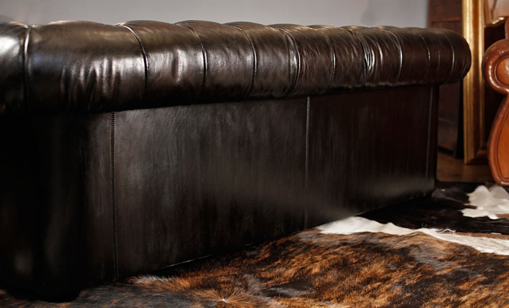 Mid-20th Century English Art Deco Leather Chesterfield Sofa