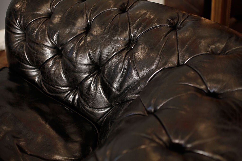 English Art Deco Leather Chesterfield Sofa 1