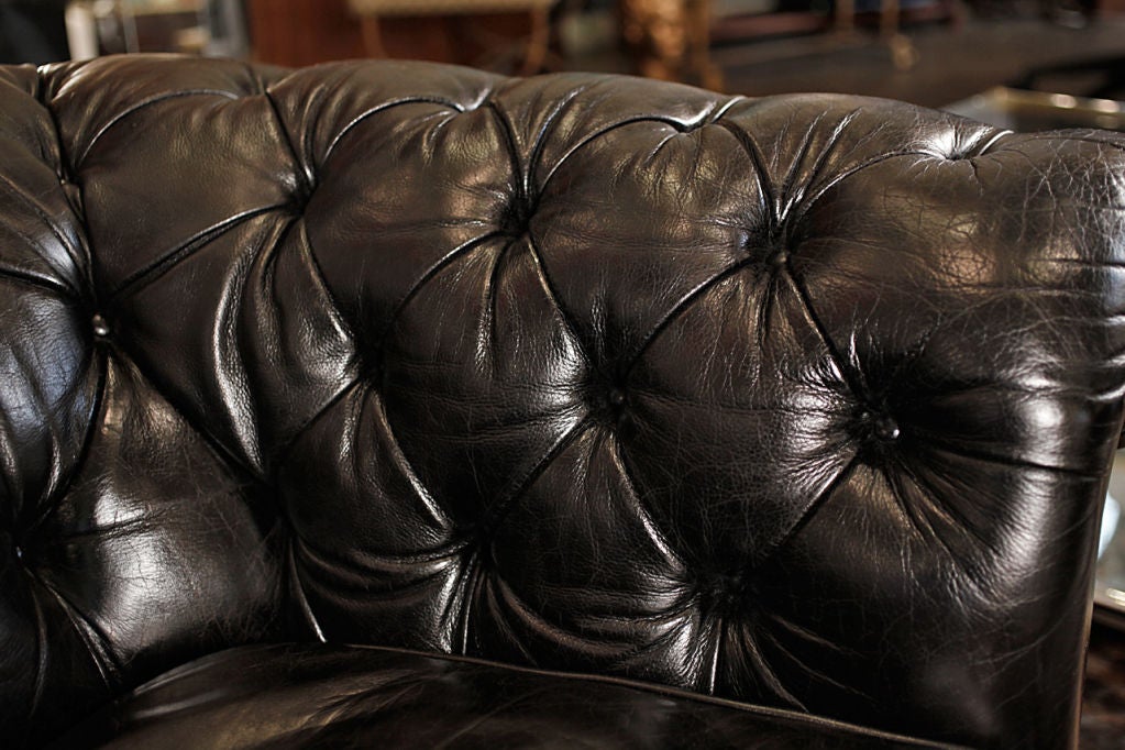 English Art Deco Leather Chesterfield Sofa 2
