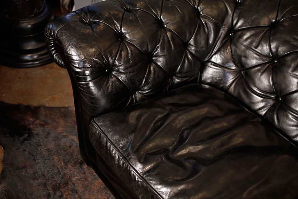 English Art Deco Leather Chesterfield Sofa 3