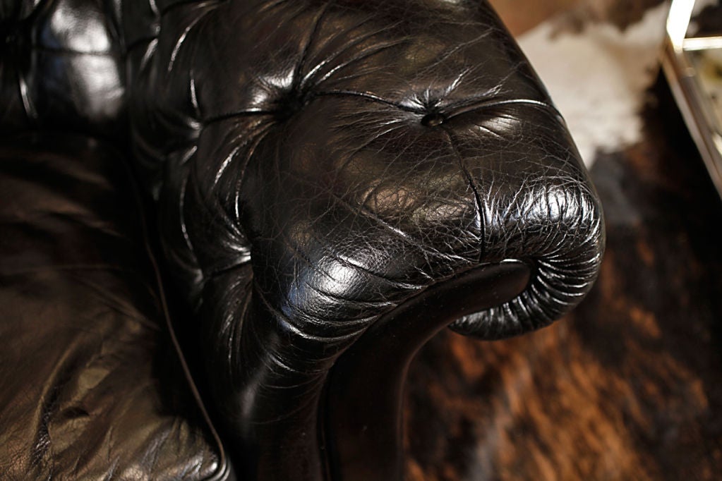 English Art Deco Leather Chesterfield Sofa 4