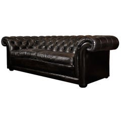 English Art Deco Leather Chesterfield Sofa