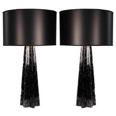 Jet Black 'Pulegoso' Murano Lamps