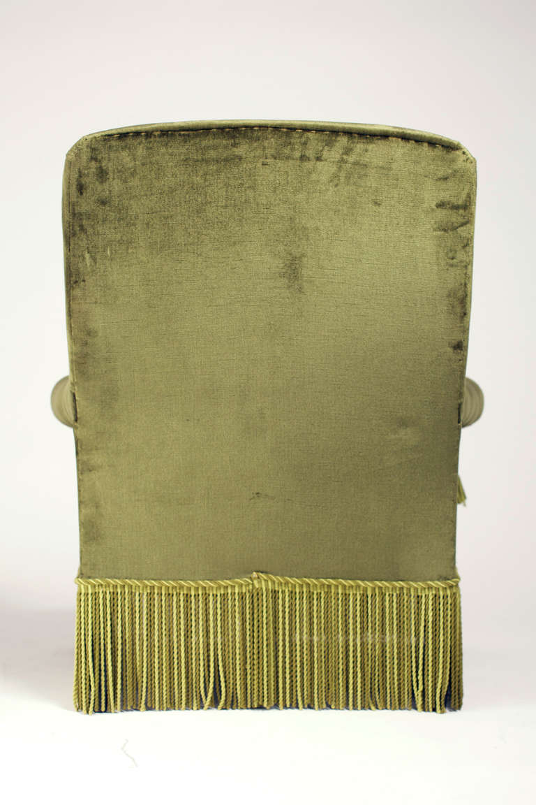 19th Century Pair of Napoleon III Period Bergeres in Green Velvet