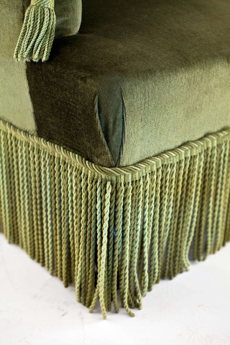 Pair of Napoleon III Period Bergeres in Green Velvet 3