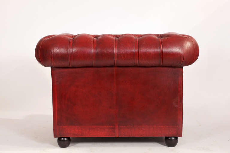 Vintage Pair of Red Leather Chesterfield Club Chairs 2