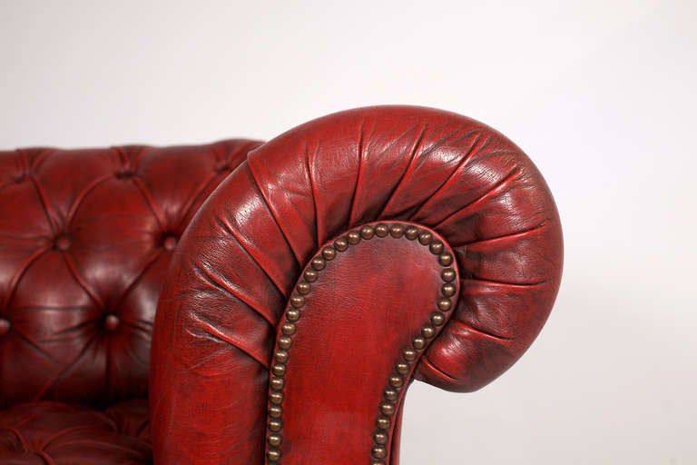 Vintage Pair of Red Leather Chesterfield Club Chairs 4