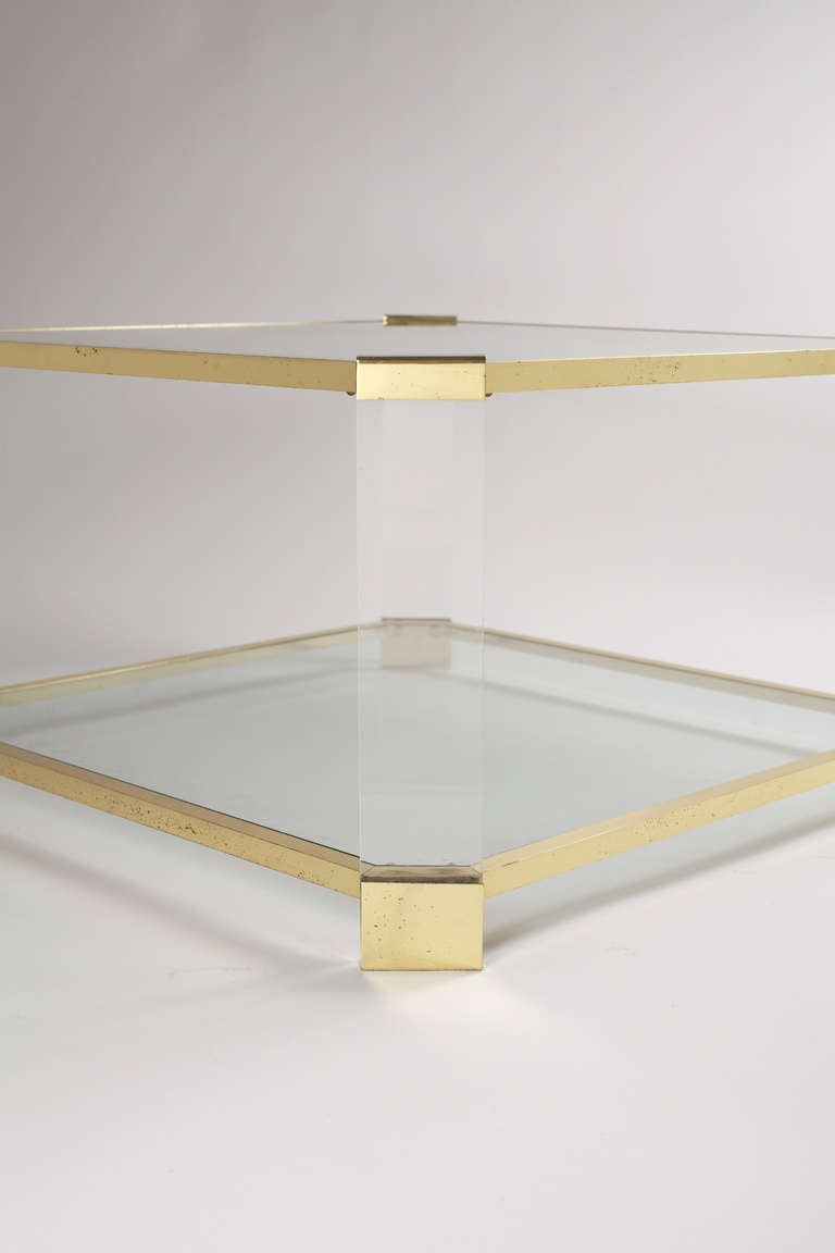 Mid-Century Lucite & Brass Coffee Table 3