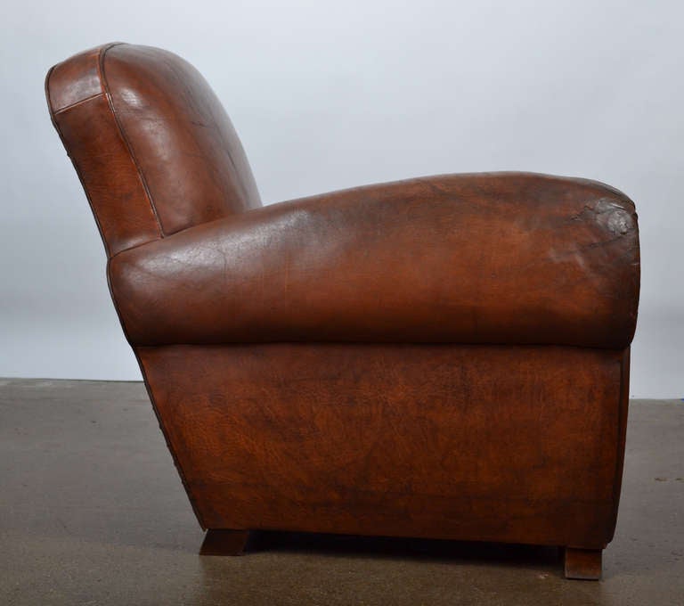Mid-20th Century French Vintage Leather Club Chairs