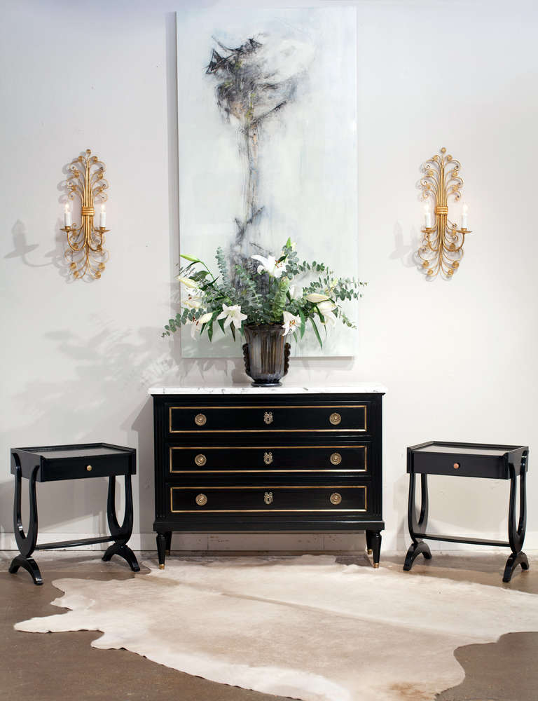 Vintage Pair of Gold-Leafed Iron Wall Sconces