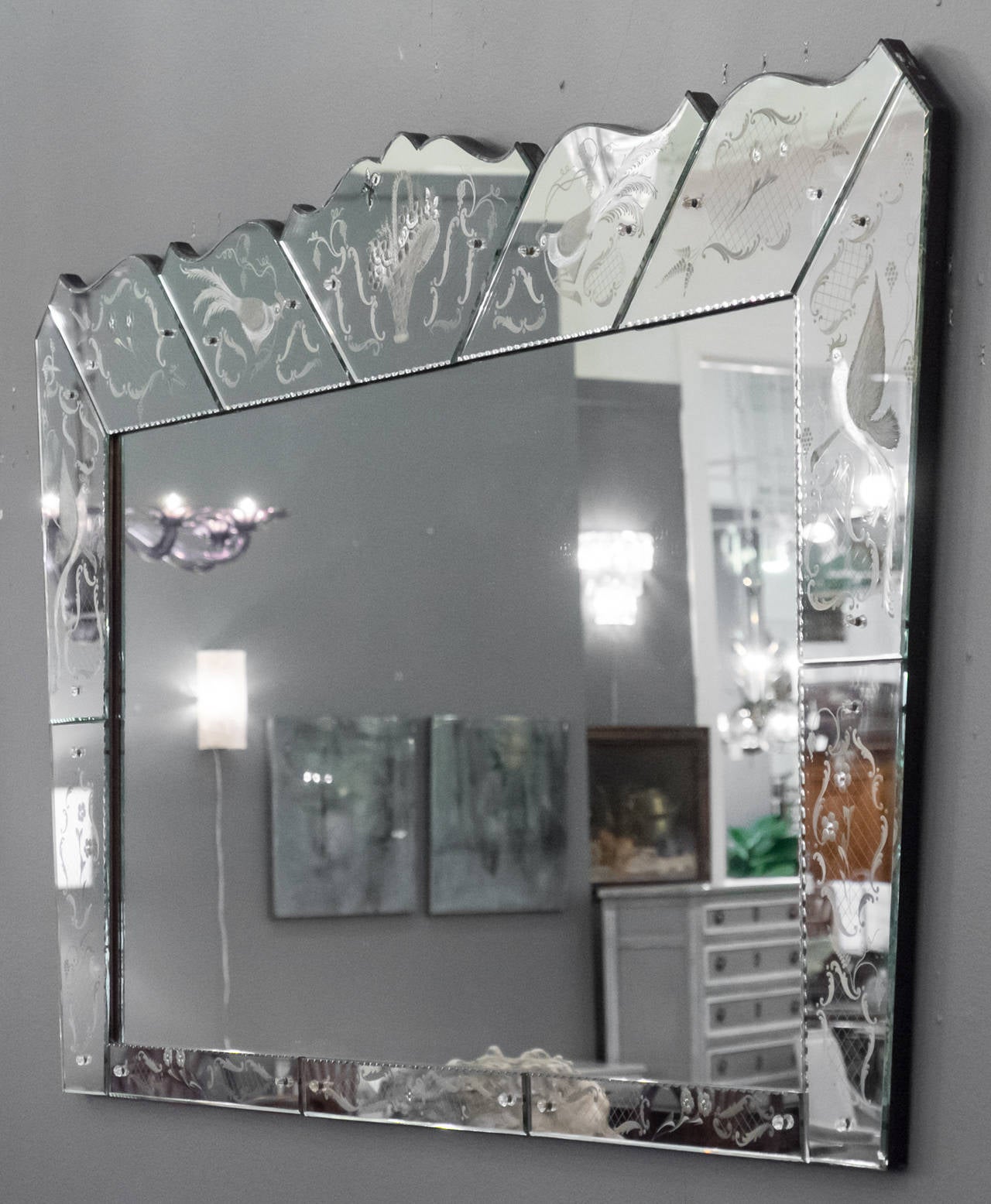 Beveled Venetian Glass Wall Mirror