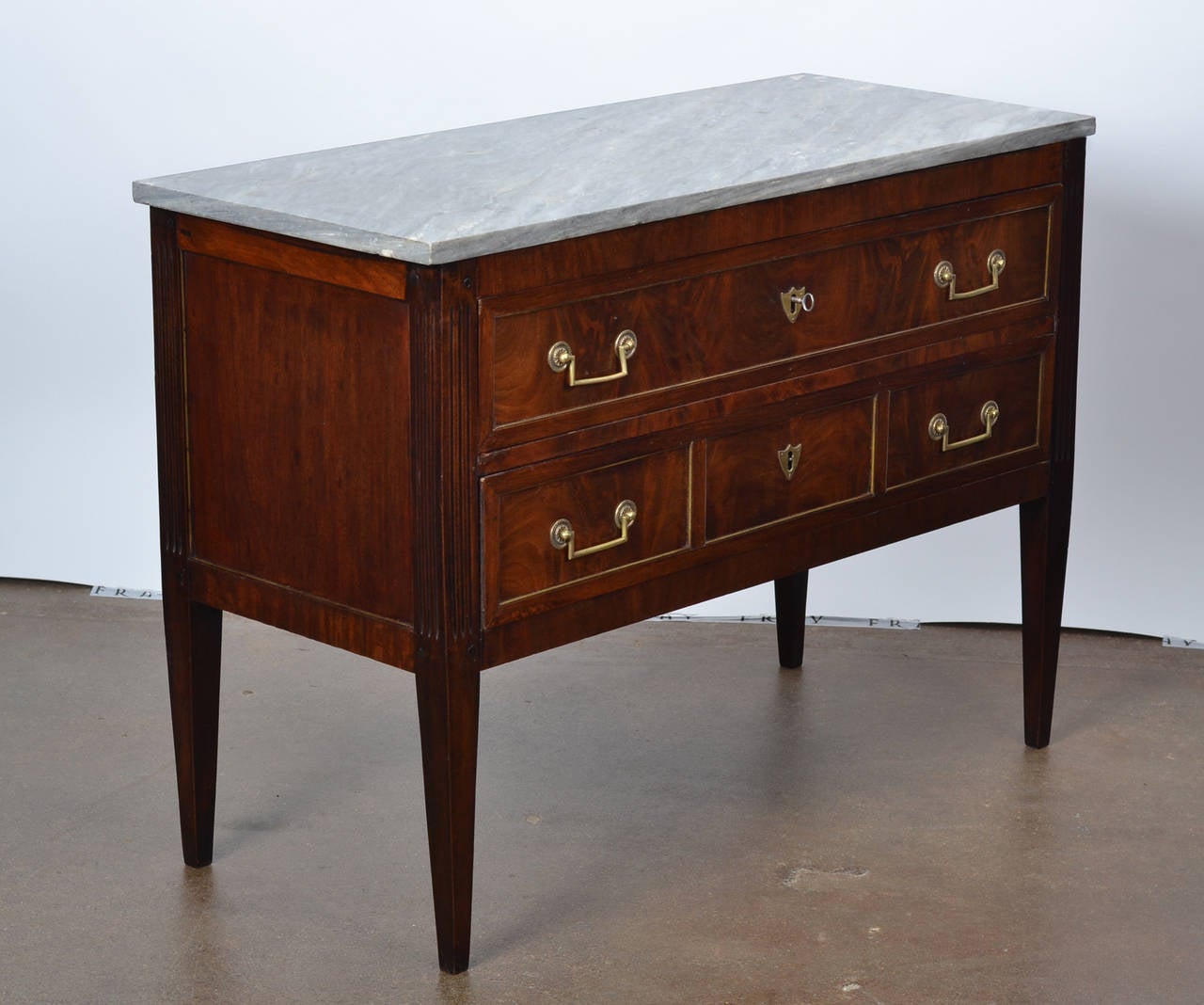 French Louis XVI Marble-Top Mahogany Chest of Drawers