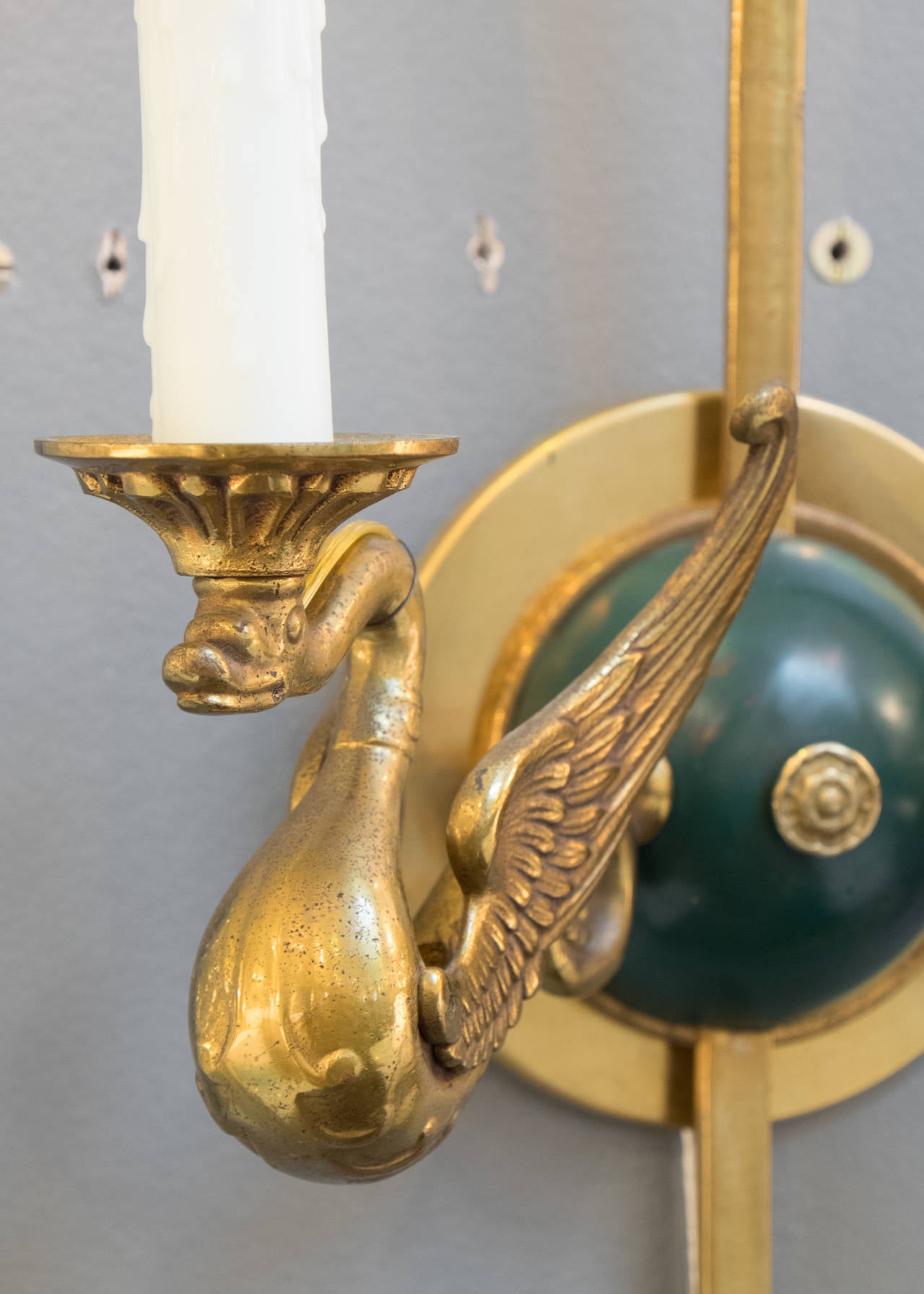 Magnificent Empire Bronze Swan Wall Sconces 1