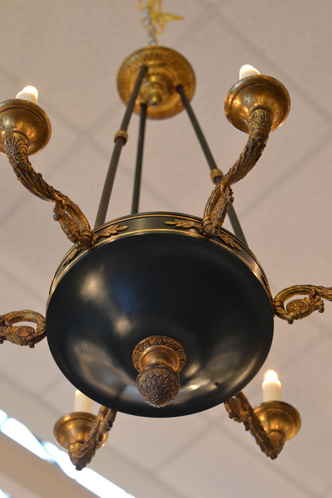 French Empire Style Tole and Bronze Chandelier 2
