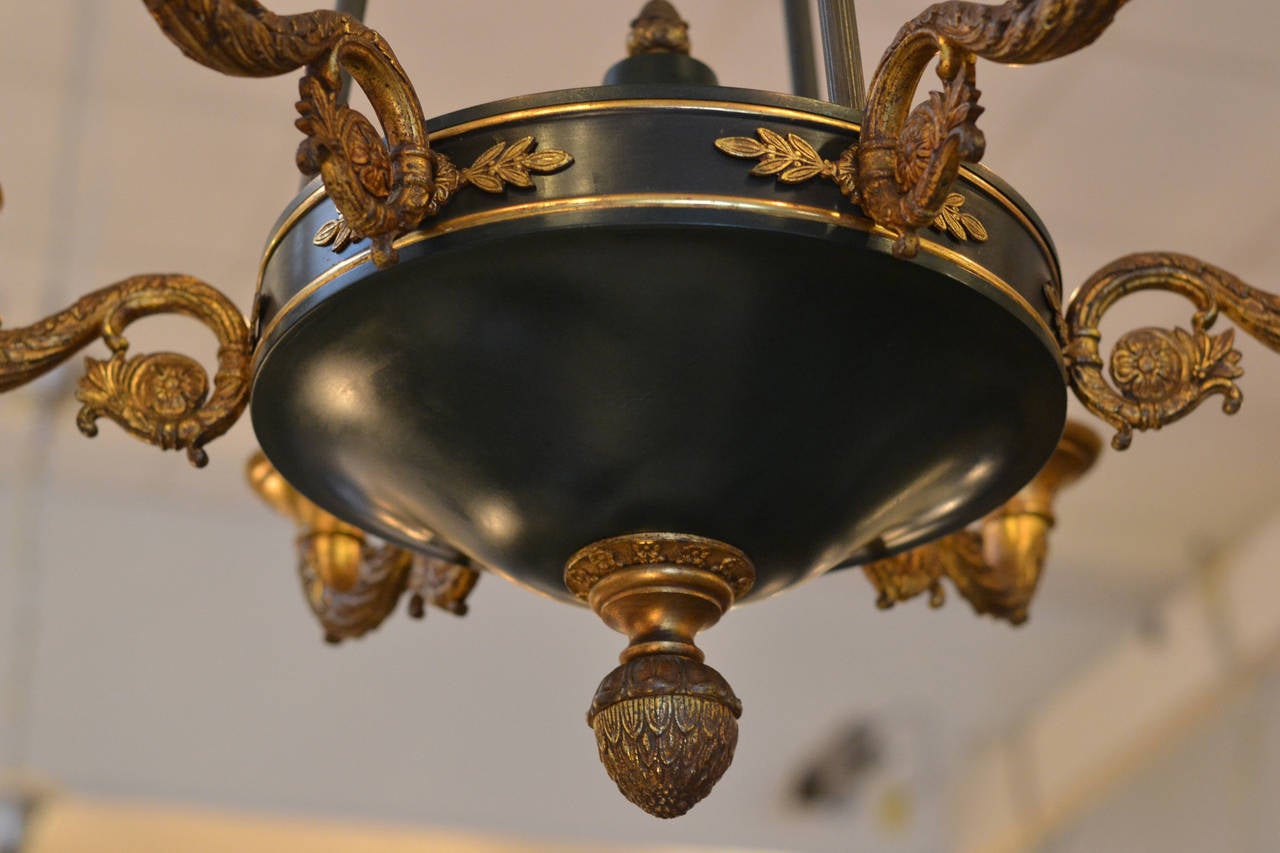 French Empire Style Tole and Bronze Chandelier 4