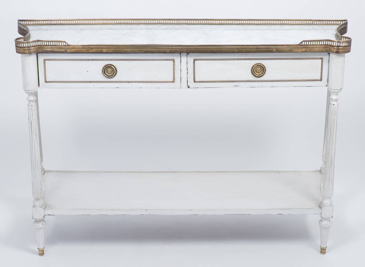 French Louis XVI Marble-Top Console Table