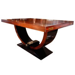 Stunning French Rose and Ebonized Rosewood Art Deco Center Table