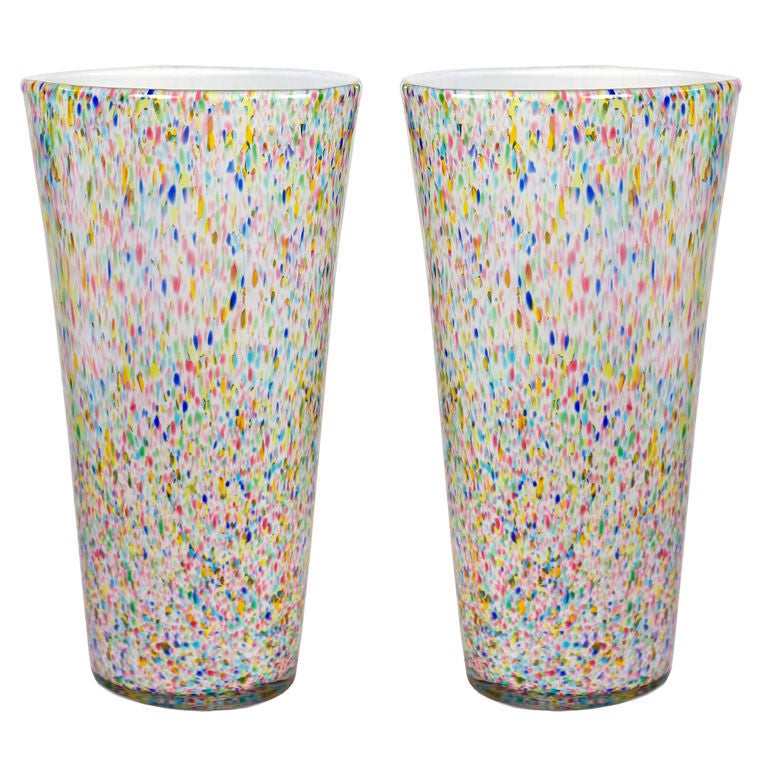 Pair of Cenedese Glass Murano Vases