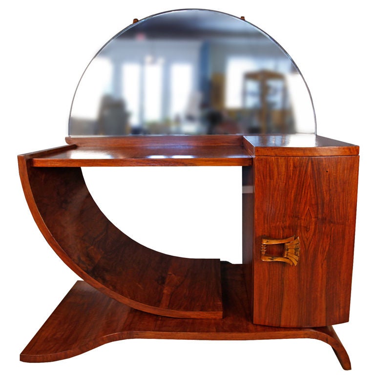 French Art Deco Walnut Vanity