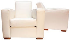 Stunning pair of French leather Art Deco Club Chairs