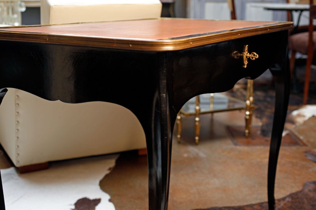 French Antique Ebonized Rosewood 19th Century Writing Desk