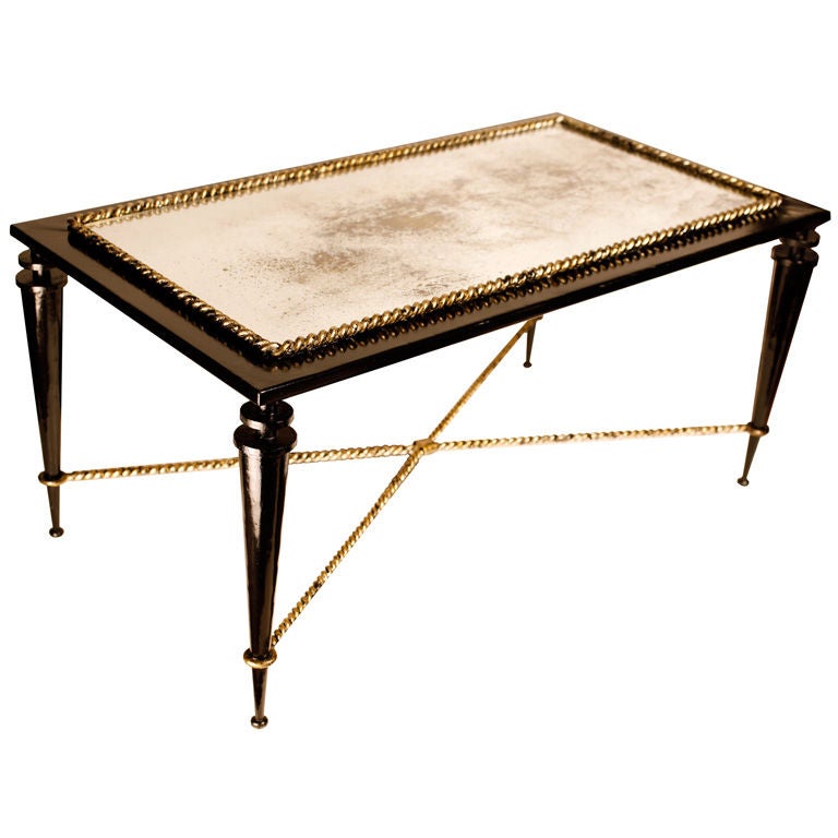 French forged iron coffee table attributed to Gilbert Poillerat