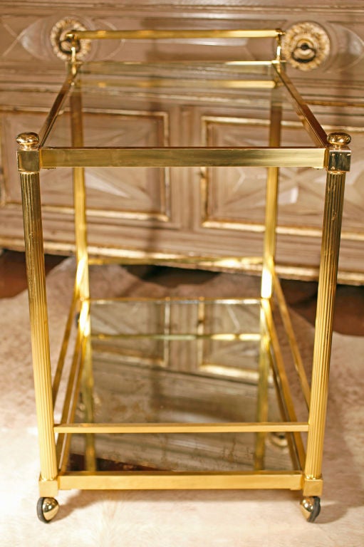 Elegant French vintage Brass Bar Cart by Maison Charles