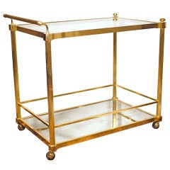 Elegant French vintage Brass Bar Cart by Maison Charles